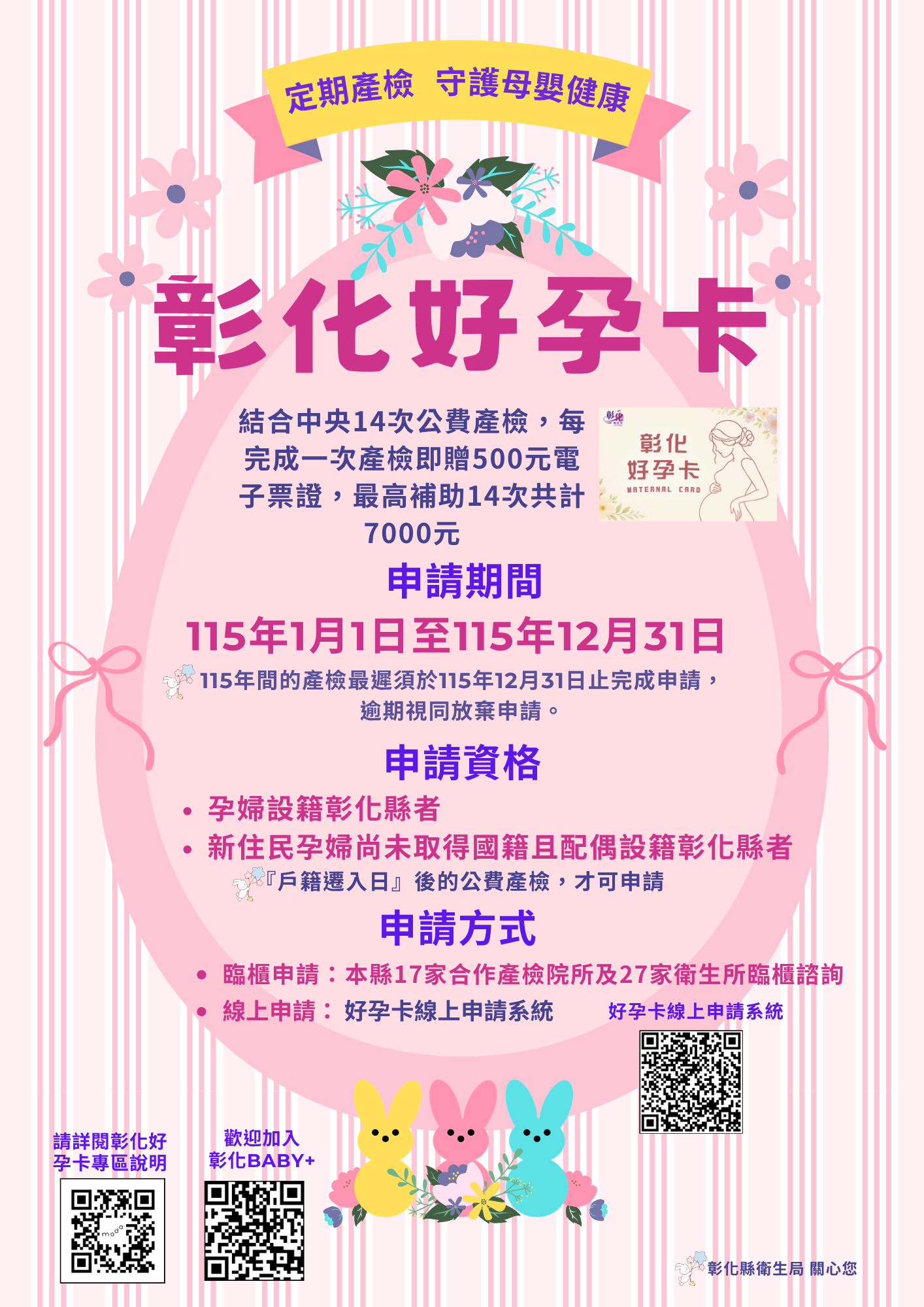 彰化好孕卡|定期產檢 守護母嬰健康宣傳圖片